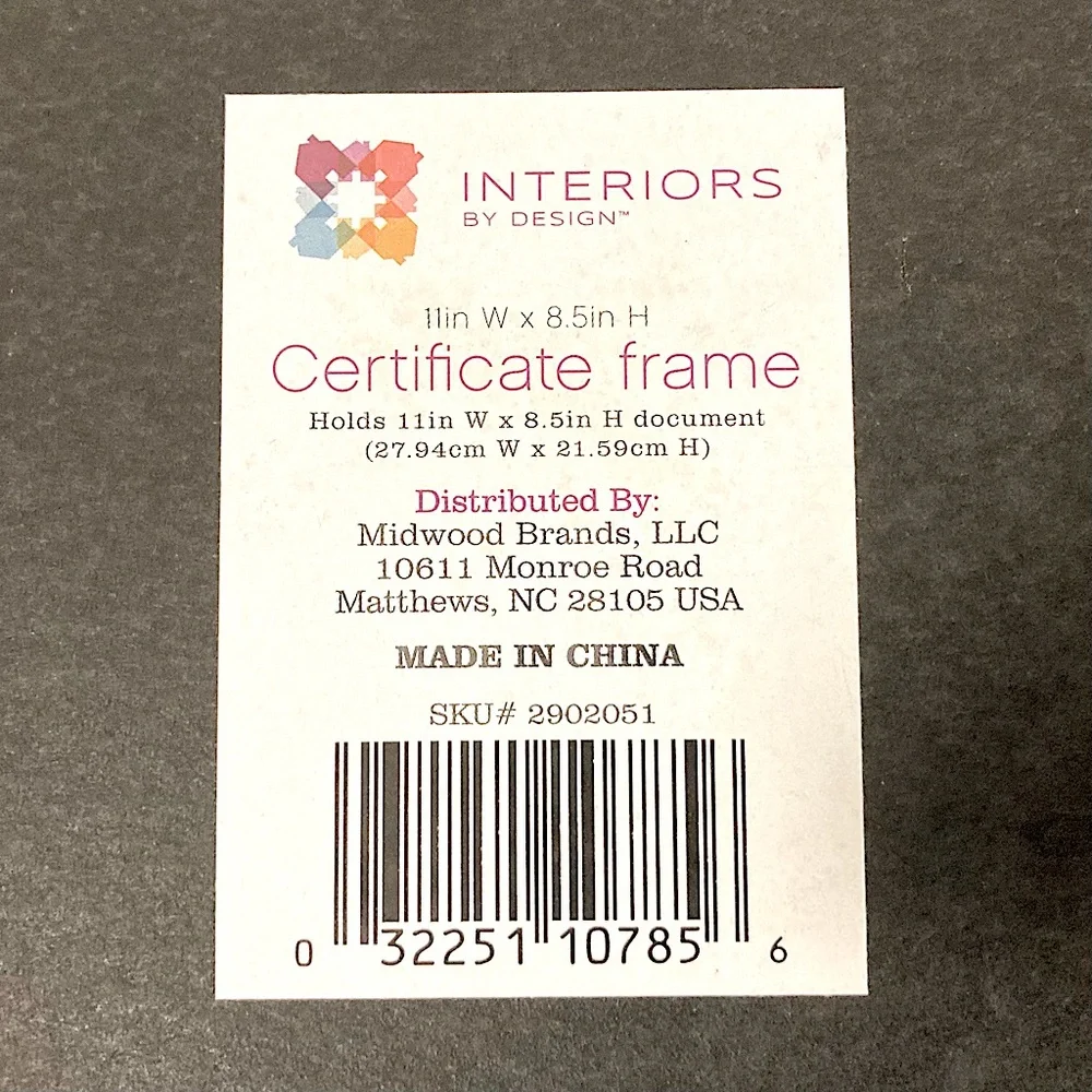 ⭐️ 8.5” x 11” Certificate of Excellence Black Picture Frame